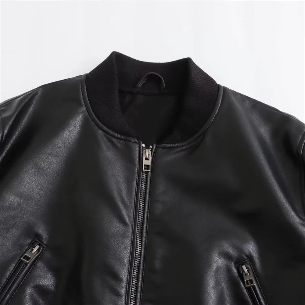 Women's Short Torso Leather Jacket