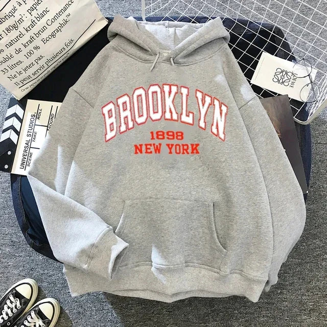 Brooklyn Letter Print Hooded