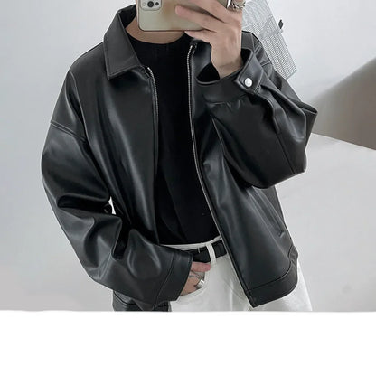 Unisex Leather Jacket Loose Fit