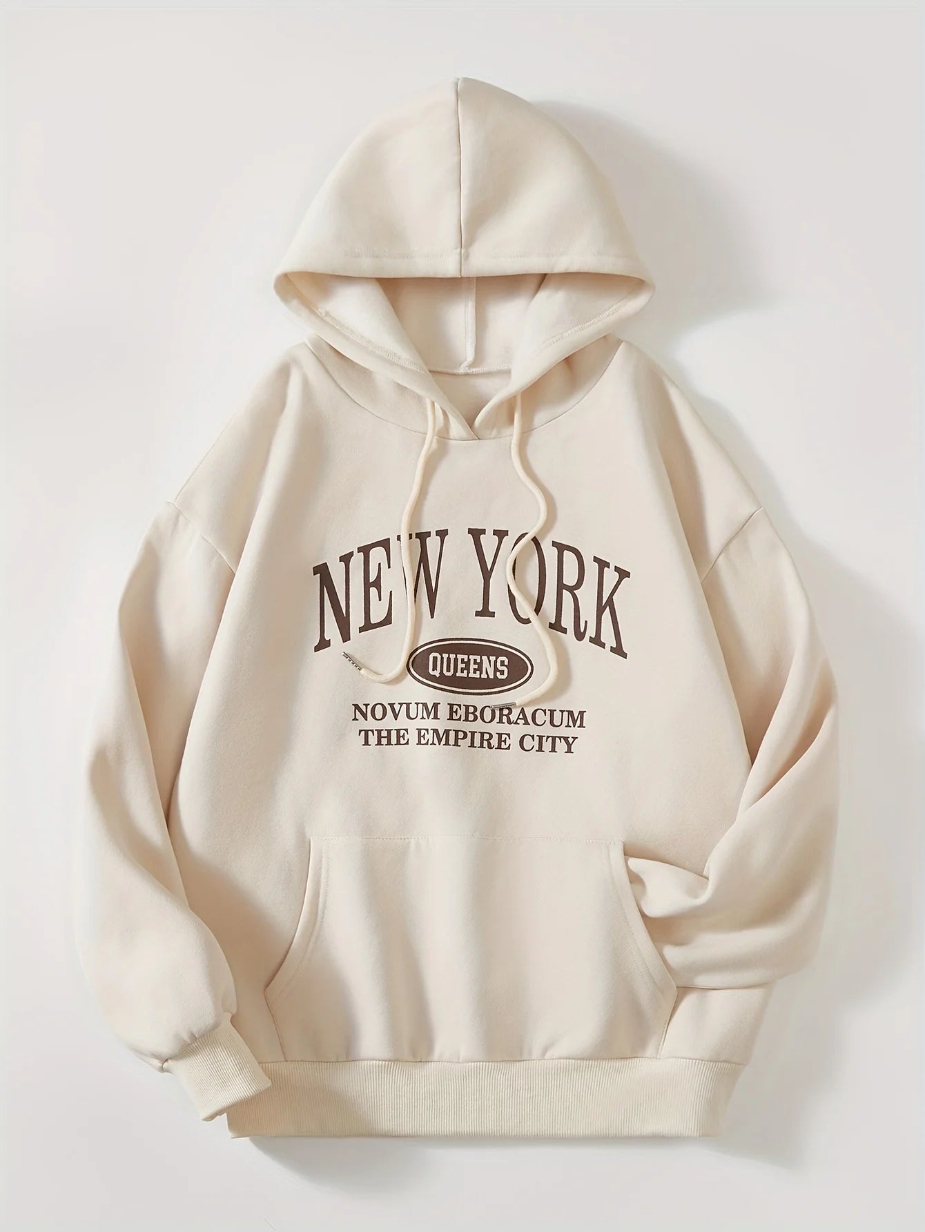 New York Queens Letter Printed Hoodie