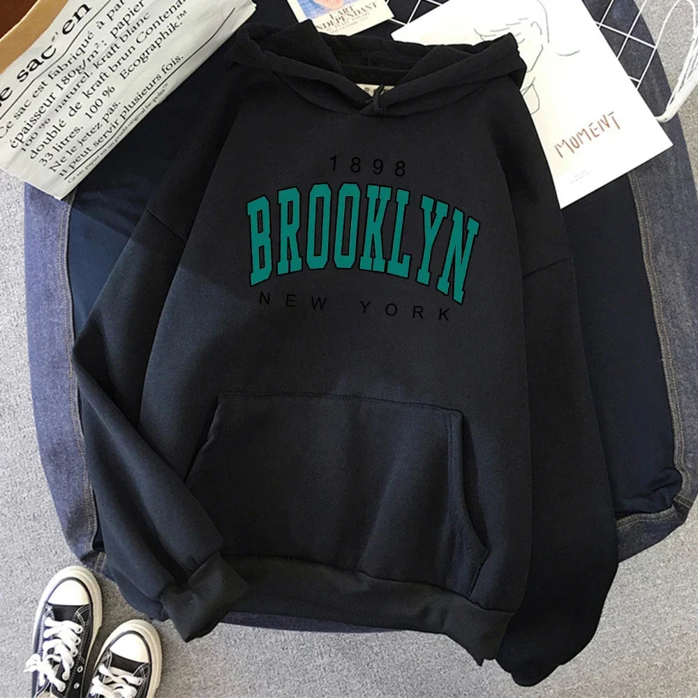 Brooklyn Letter Print Hooded