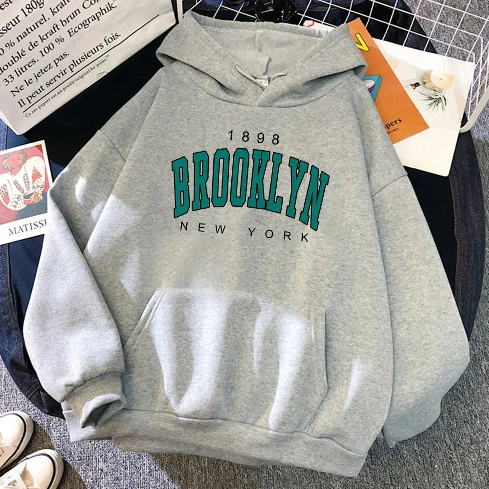 Brooklyn Letter Print Hooded